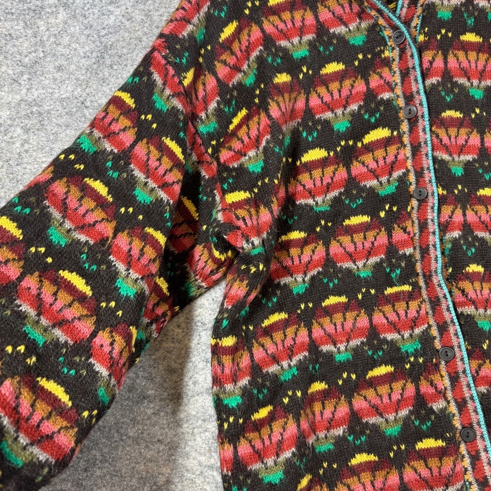 Vintage L.A.M. Alpaca Knit Cardigan Multicolor Size 44 Oversized Boho Relaxed - Picture 13 of 16